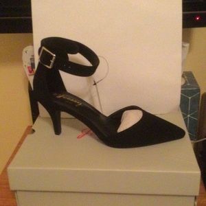 Black suede heels